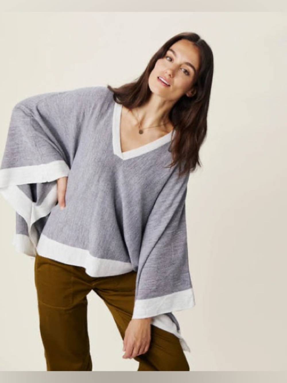 Mersea. Avalon Poncho. Sea Salt/Fog. One size.